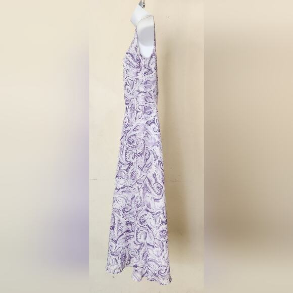 BLACK LABEL by Evan-Picone Lilac Paisley Print Sleeveless Fit & Flare Dress - Picture 3 of 11